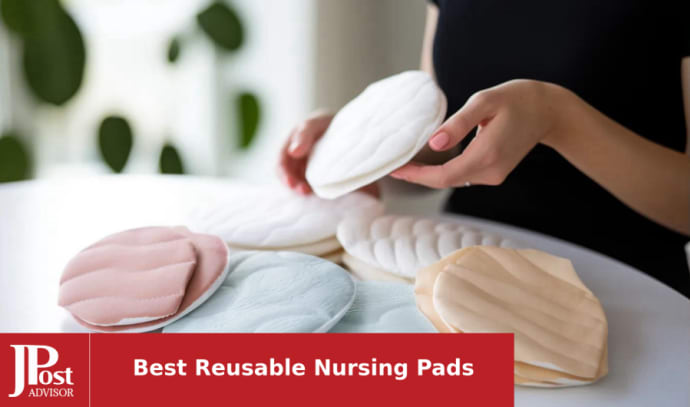 Reusable Nursing Pads for Breastfeeding, 10-Pack - 3 Layers Organic Bamboo Nursing Pads - Breastfeeding Pads - Washable Breast Pads - Natural Bamboo