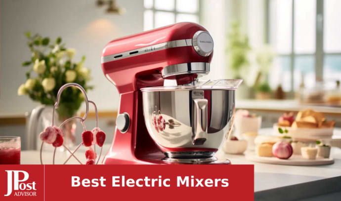Mueller Electric Hand Mixer, 5 Speed with Snap-On Case, 250 W, Turbo Speed,  4 Stainless Steel Accessories, Beaters, Dough Hooks, Baking Supplies for  Whipping, Mixing, Cookies, Bread, Cakes, Red 