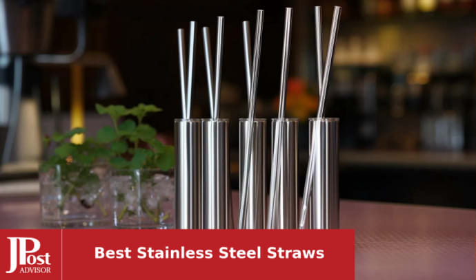 Reusable Straws,Set of 8 Long 8.5 Inch Stainless Steel Metal Straws, 4  Silicone Straws, Includes 2 Cleaning Brushes, Compatible With  Tumblers,YETI