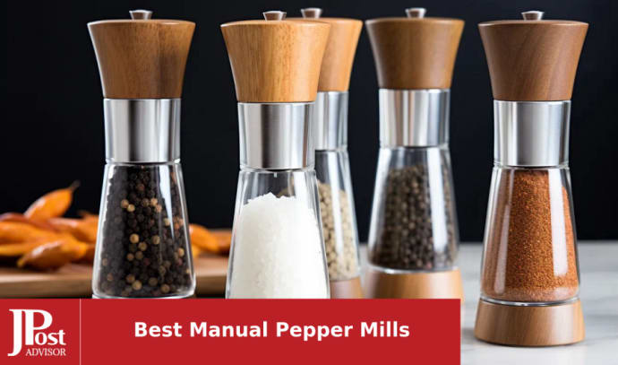 Salt and Pepper Grinder Set, Wood Pepper Mills, Wooden Salt Grinders  Refillable Manual Pepper Ginder with Acrylic Visible Window