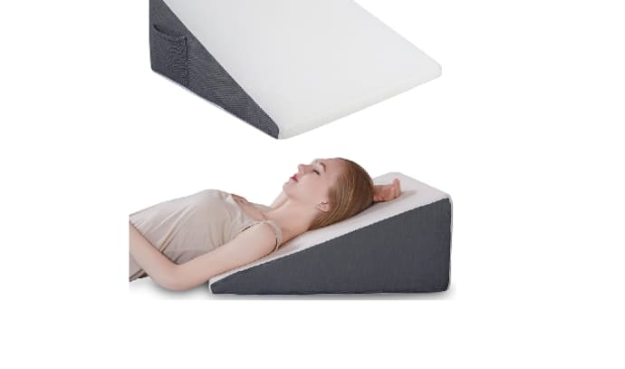 Cooling Wedge Pillow - 10 inch Bed Wedge Pillow - 24 inch Wide Incline Support Cushion for Lower Back Pain AllSett Health