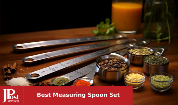 Magnetic Measuring Spoons Set, Dual Sided Stainless Steel Measuring Spoon Fits in Spice Jars Set of 8 for Dry and Liquid Ingredients Oil, Salt and Sau