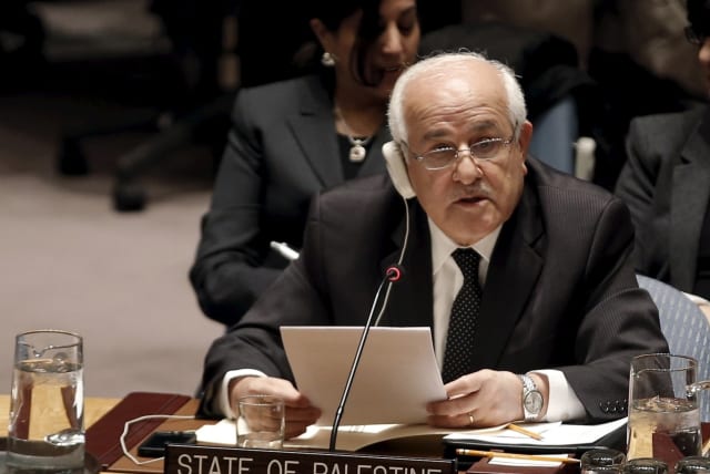 PLO envoy to the UN, Riyad Mansour.  (photo credit: REUTERS)