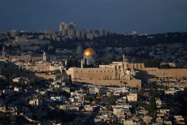 A general view of Jerusalem shows the Dome of the Rock, located in Jerusalem's Old City on the compound known to Muslims as Noble Sanctuary and to Jews as Temple Mount December 6, 2017. (photo credit: REUTERS)