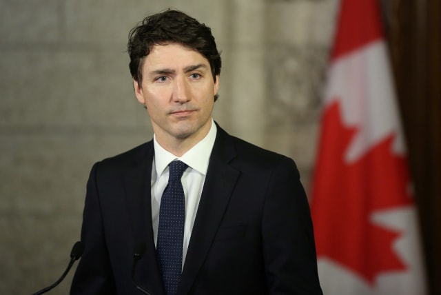 Canada's Prime Minister Justin Trudeau at Parliament Hill in Ottawa, Ontario, Canada, April 24, 2018. (photo credit: REUTERS/CHRIS WATTIE)