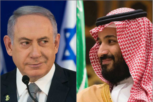 Israeli Prime Minister Benjamin Netanyahu and Saudi Arabian Crown Prince Mohammed Bin Salman (photo credit: MARC ISRAEL SELLEM/REUTERS)