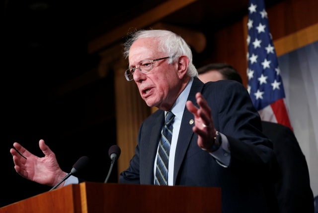 Senator Bernie Sanders (I-VT) speaks after the senate voted on a resolution ending U.S. military support for the war in Yemen on Capitol Hill in Washington, U.S., December 13, 2018. (photo credit: REUTERS/JOSHUA ROBERTS)