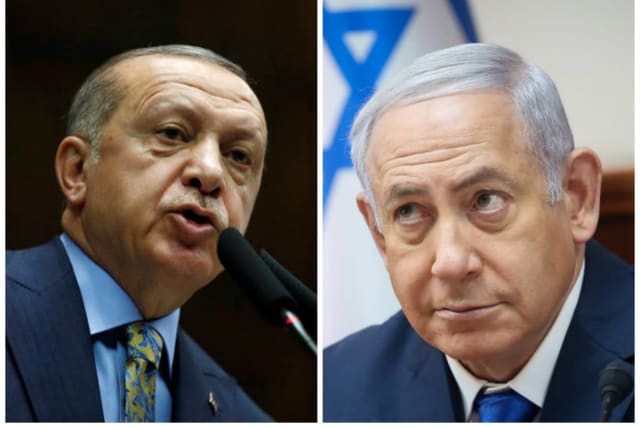 Turkish President Recep Tayyip Erdogan and Prime Minister Benjamin Netanyahu (photo credit: TUMAY BERKIN/REUTERS AND MARC ISRAEL SELLEM/THE JERUSALEM POST)