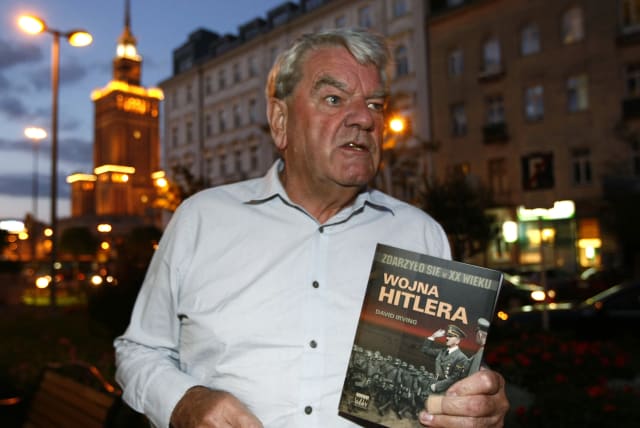 David Irving, the British Holocaust-denier, speaks to Reuters during an interview in Warsaw September 21, 2010 (photo credit: KACPER PEMPEL/REUTERS)