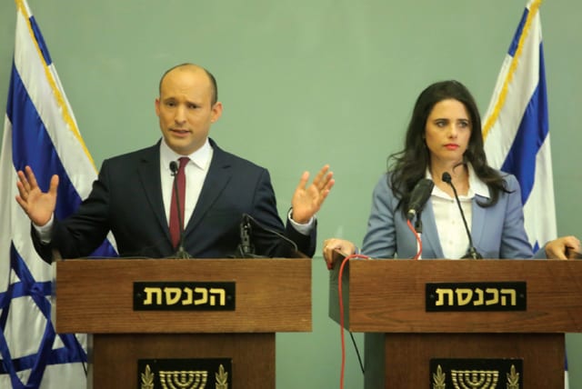 Leaders of Hayamin Hechadash Naftali Bennett and Ayelet Shaked (photo credit: MARC ISRAEL SELLEM)