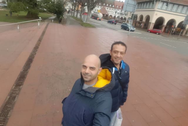 Palestinian Iyad Bayatneh (right) who is suspected of killing a German, and Haitham Ahmad and (photo credit: Courtesy)