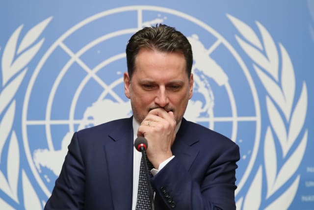 Pierre Krahenbuhl Commissioner-General of the UNRWA attends a news conference in Geneva (photo credit: DENIS BALIBOUSE / REUTERS)