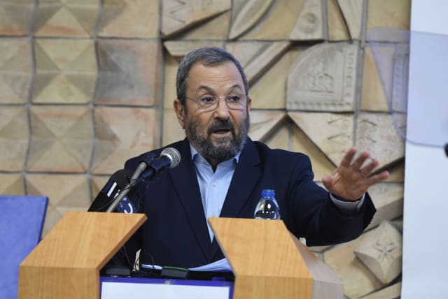 Ehud  Barak speaks at panel at the Council for Peace and Security (photo credit: AVSHALOM SASSONI/ MAARIV)