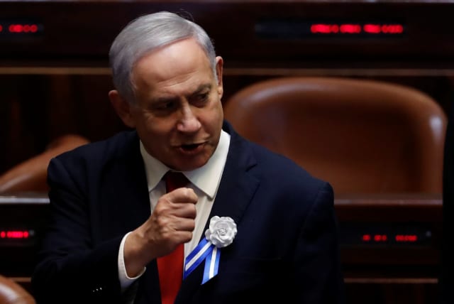 Israeli Prime Minister Benjamin Netanyahu attends the swearing-in ceremony of the 22nd Knesset, the Israeli parliament, in Jerusalem October 3, 2019 (photo credit: RONEN ZVULUN/REUTERS)