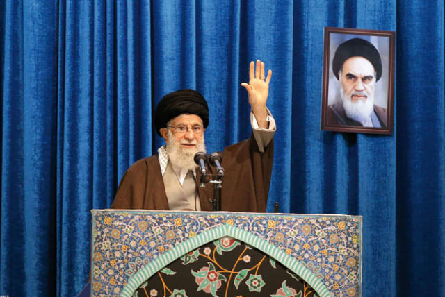 Iran’s Supreme Leader Ayatollah Ali Khamenei gestures as he delivers a Friday prayer sermon in Tehran on January 17 (photo credit: REUTERS)