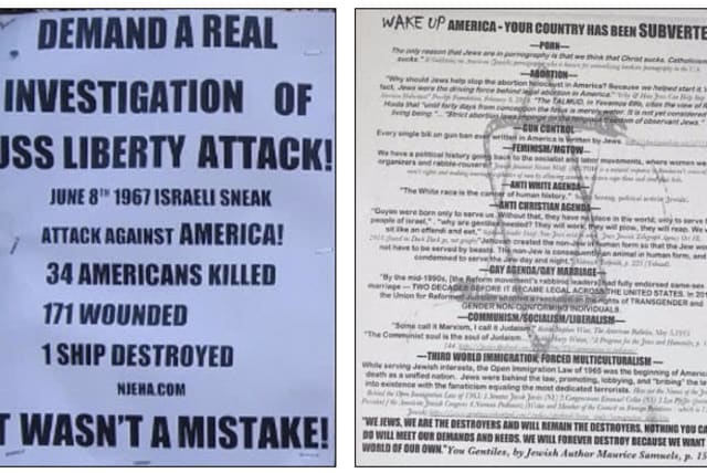 White supremicist and anti-Israel propoganda. (photo credit: COURTESY/ADL)