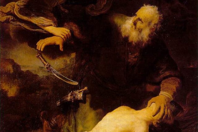 Abraham and Isaac’ (oil on canvas), Rembrandt, 1634 (photo credit: Wikimedia Commons)