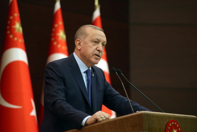Turkish President Recep Tayyip Erdoğan (photo credit: HANDOUT/REUTERS)