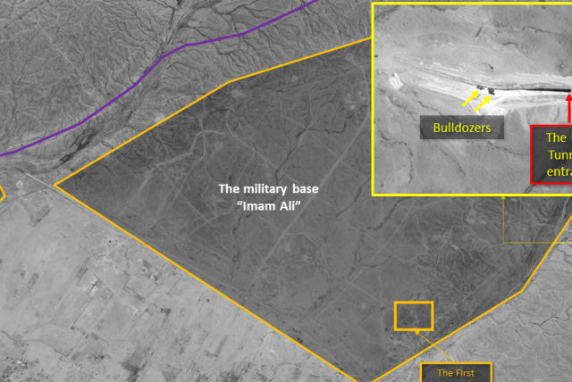 Satellite images captured on May 12 showing an Iranian underground facility being built on the Syrian-Iraqi border (photo credit: IMAGESAT INTERNATIONAL (ISI))