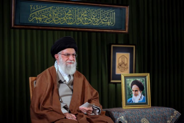 Iran's Supreme Leader Ayatollah Ali Khamenei delivers a televised speech on the occasion of the Iranian New Year Nowruz, in Tehran (photo credit: REUTERS)