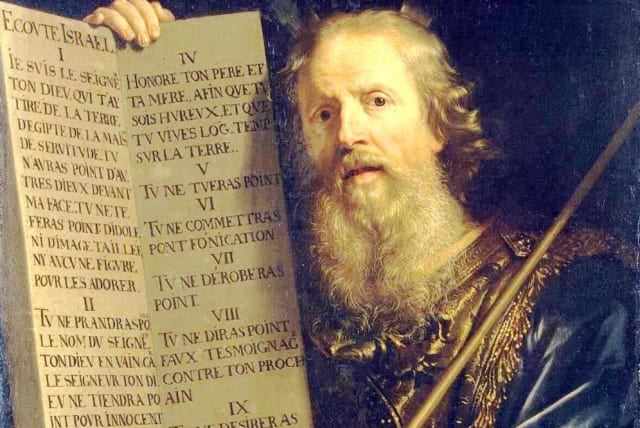 ‘MOSES WITH the Ten Commandments,’ Philippe de Champaigne, 1648: Why not read them every day? (photo credit: Wikimedia Commons)
