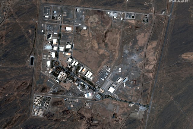 A handout satellite image shows a general view of the Natanz nuclear facility after a fire, in Natanz, Iran July 8, 2020 (photo credit: MAXAR TECHNOLOGIES/HANDOUT VIA REUTERS)