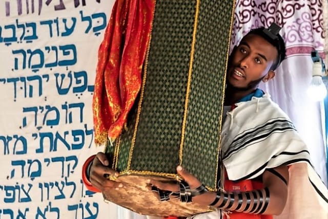 AMSALU AYENEW at the HaTikvah Synagogue in Gondar where he served as a hazzan before his aliyah. (photo credit: Courtesy)
