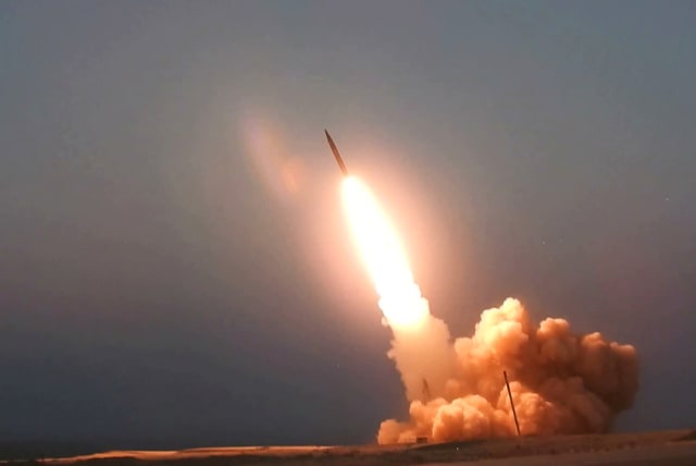 A missile unveiled by Iran is launched in an unknown location in Iran in this picture received by Reuters on August 20, 2020 (photo credit: WANA NEWS AGENCY/REUTERS)