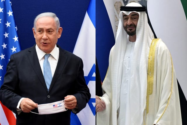Prime Minister Benjamin Netanyahu and Abu Dhabi Crown Prince Mohammed bin Zayed (photo credit: CANVA.COM)