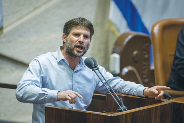 MK BEZALEL SMOTRICH speaks during a Knesset plenary session on August 24. (photo credit: OREN BEN HAKOON/FLASH90)