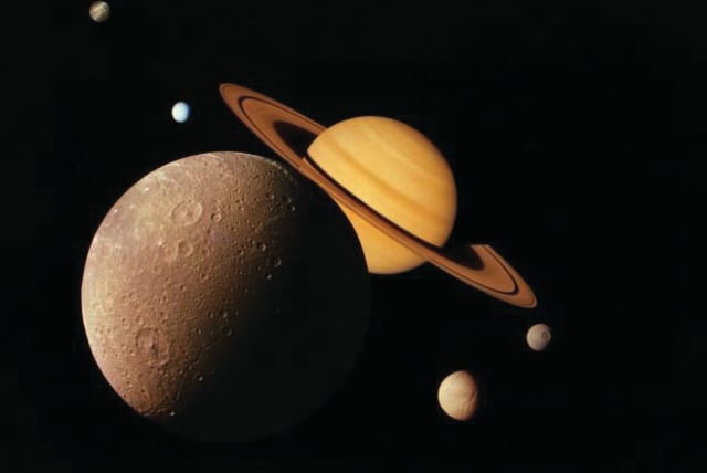 A montage of Saturn and its moons as captured by the Voyager 1 probe (photo credit: NASA)