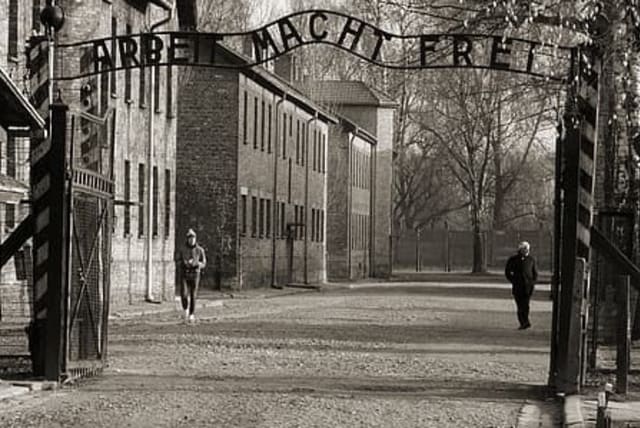 The main gate to Auschwitz with slogan 'Arbeit Macht Frei' (photo credit: PIKREPO)