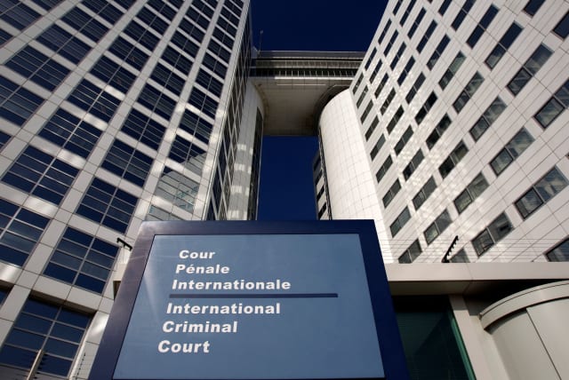 The entrance of the International Criminal Court (ICC) is seen in The Hague March 3, 2011. (photo credit: REUTERS/JERRY LAMPEN/FILE PHOTO)