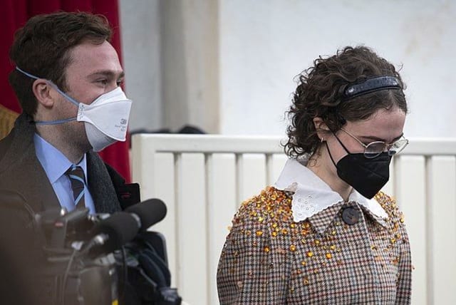 Ella Emhoff, stepdaughter of US Vice President Kamala Harris, is seen at the inauguration ceremony in Washington, on January 20, 2021. (photo credit: Wikimedia Commons)