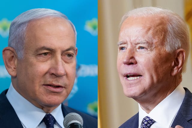 Prime Minister Benjamin Netanyahu and US President Joe Biden (photo credit: REUTERS/KEVIN LAMARQUE AND ALEX KOLOMOISKY/POOL)
