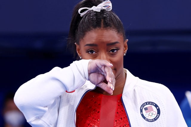 Tokyo 2020 Olympics - Gymnastics - Artistic - Women's Team - Final - Ariake Gymnastics Centre, Tokyo, Japan - July 27, 2021. Simone Biles of the United States during the Women's Team Final (photo credit: REUTERS/MIKE BLAKE/FILE PICTURE)