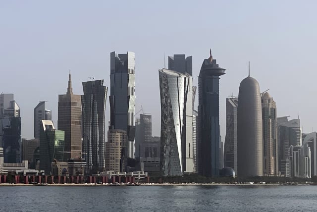 General overall view of the Doha downtown city center skyline and cityscape and the Doha Bay, Doha, Qatar, Sep 26, 2019. (photo credit: KIRBY LEE-USA TODAY SPORTS)