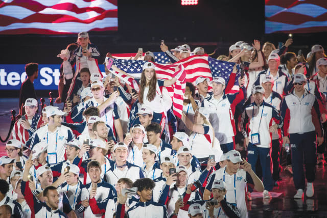  THE US DELEGATION takes part in the opening ceremony of the 20th Maccabiah Games in Jerusalem in 2017. (photo credit: YONATAN SINDEL/FLASH90)