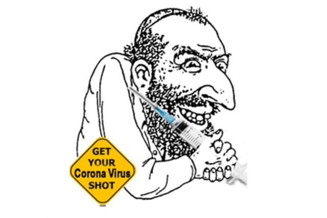  Antisemitic caricature of Jews and vaccines. (photo credit: COURTESY/ADL)
