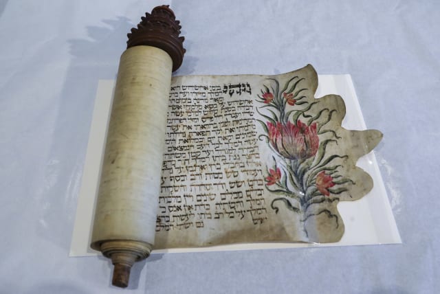  A Scroll of Esther, written by a 14-year-old girl in Rome during the 1700s, was acquired by the Israel museum in an auction (photo credit: MARC ISRAEL SELLEM/THE JERUSALEM POST)