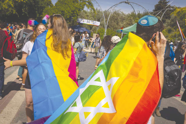  PARTICIPANTS GATHER at last year's Jerusalem March for Pride and Tolerance. LGBTQ+ people in Jerusalem come from incredibly precarious circumstances and need abundant resources. (photo credit: OLIVIER FITOUSSI/FLASH90)