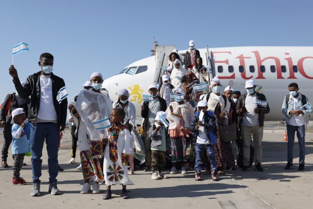  150 new Ethiopian immigrants arrive in Israel Monday, July 4, 2022. (photo credit: Avital Shaar Yishuv/The Fellowship)