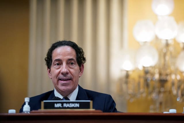  US Rep. Jamie Raskin (D-MD) speaks during a public hearing of the U.S. House Select Committee to investigate the January 6 Attack on the U.S. Capitol, on Capitol Hill in Washington, U.S., July 12, 2022. (photo credit: REUTERS/ELIZABETH FRANTZ)