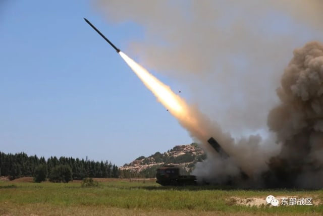  The Ground Force under the Eastern Theatre Command of China's People's Liberation Army (PLA) conducts a long-range live-fire drill into the Taiwan Strait, from an undisclosed location in this handout released on August 4, 2022. (photo credit: Eastern Theatre Command/Handout via REUTERS)