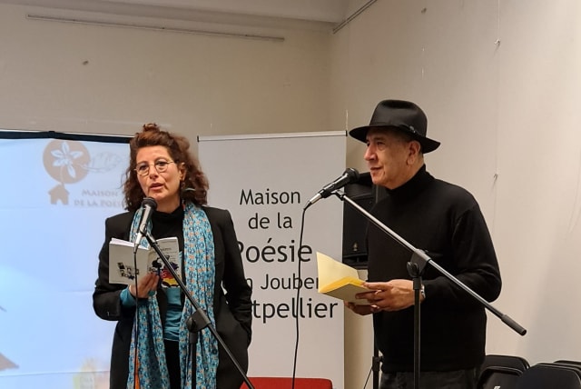 Pascal Gueta and Ronny Someck in maison de la poesie  (photo credit: LIORA SOMECK)