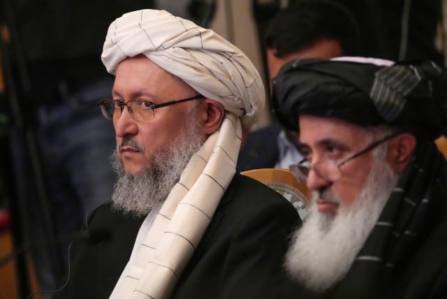  Head of the Taliban delegation Abdul Salam Hanafi takes part in international talks on Afghanistan in Moscow, Russia, October 20, 2021.  (photo credit: ALEXANDER ZEMLIANICHENKO/POOL VIA REUTERS)