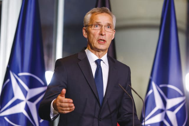  JENS STOLTENBERG, secretary-general of NATO, recently stated a more modest goal: denial of a Russian win. (photo credit: MICHELE TANTUSSI/REUTERS)