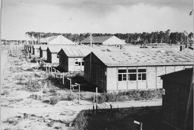 The barracks at Stutthof concentration camp after liberation. (photo credit: Wikimedia Commons)