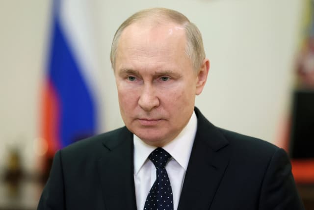  Russian President Vladimir Putin congratulates security services officers and veterans on Security Agency Worker's Day, via video link at the Kremlin in Moscow, Russia, in this picture released on December 20, 2022. (photo credit: SPUTNIK/MIKHAIL METZEL/POOL VIA REUTERS)
