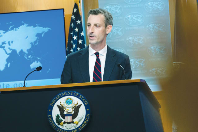  US STATE DEPARTMENT spokesman Ned Price speaks during a news conference in Washington. (photo credit: MANUEL BALCE CENETA/REUTERS)